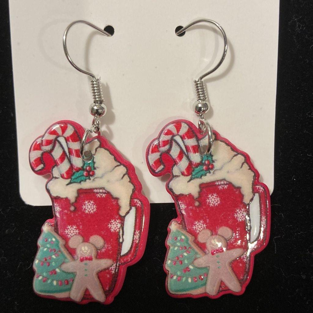 Christmas hot cocoa earrings